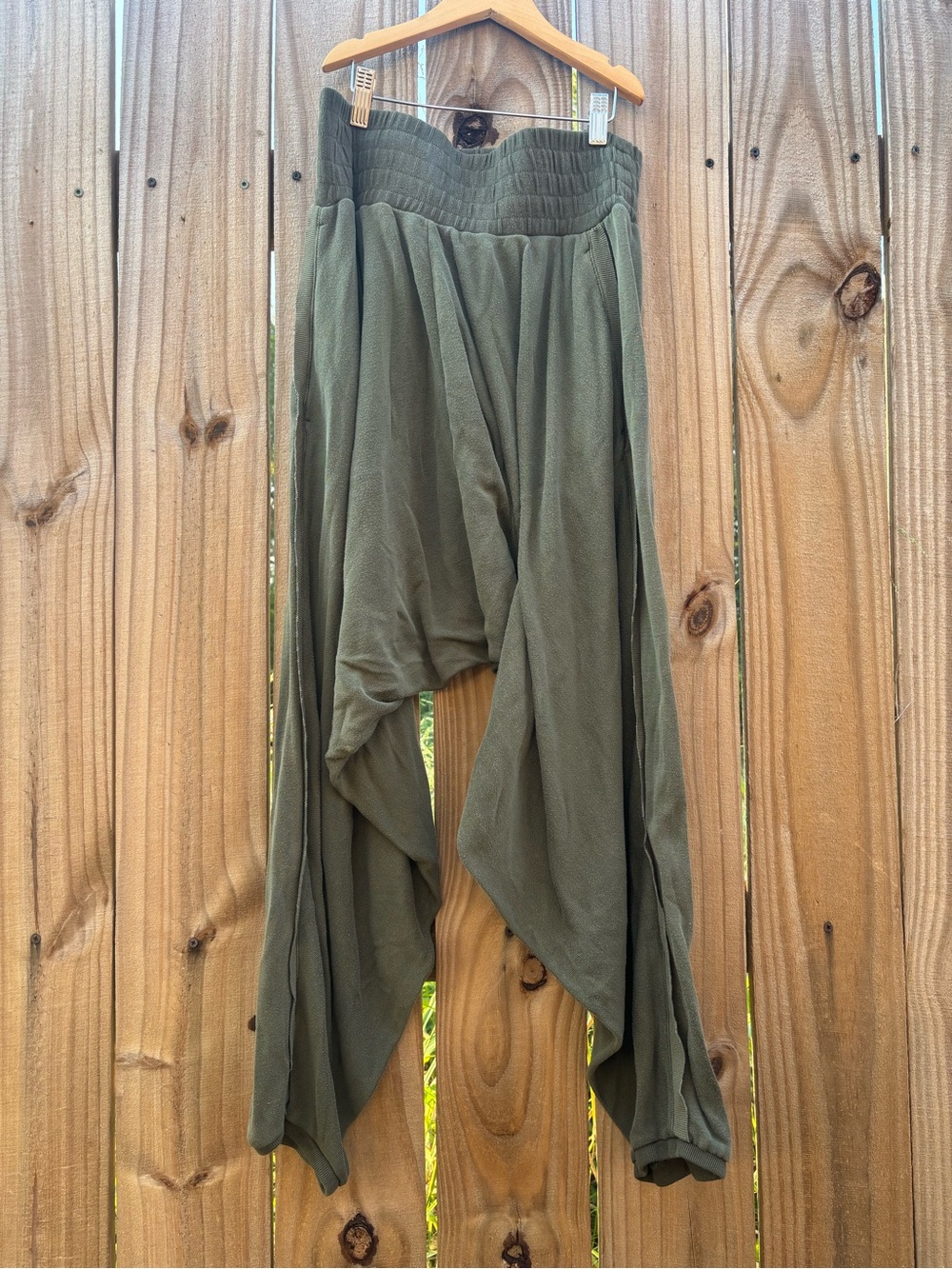 Free People FP Movement Harem Pants Olive Green Drop Crotch Boho Slouchy Medium